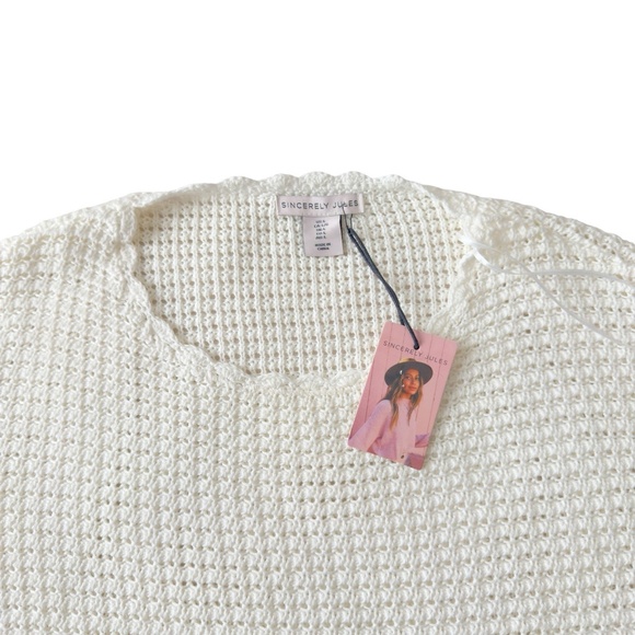 Sincerely Jules Boxy Daisy Sweater Crochet Cropped Size L Hippie Bohemian - Picture 5 of 6